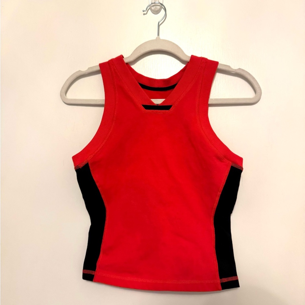 Free People Movement by Free People Red and Black Muscle Tank